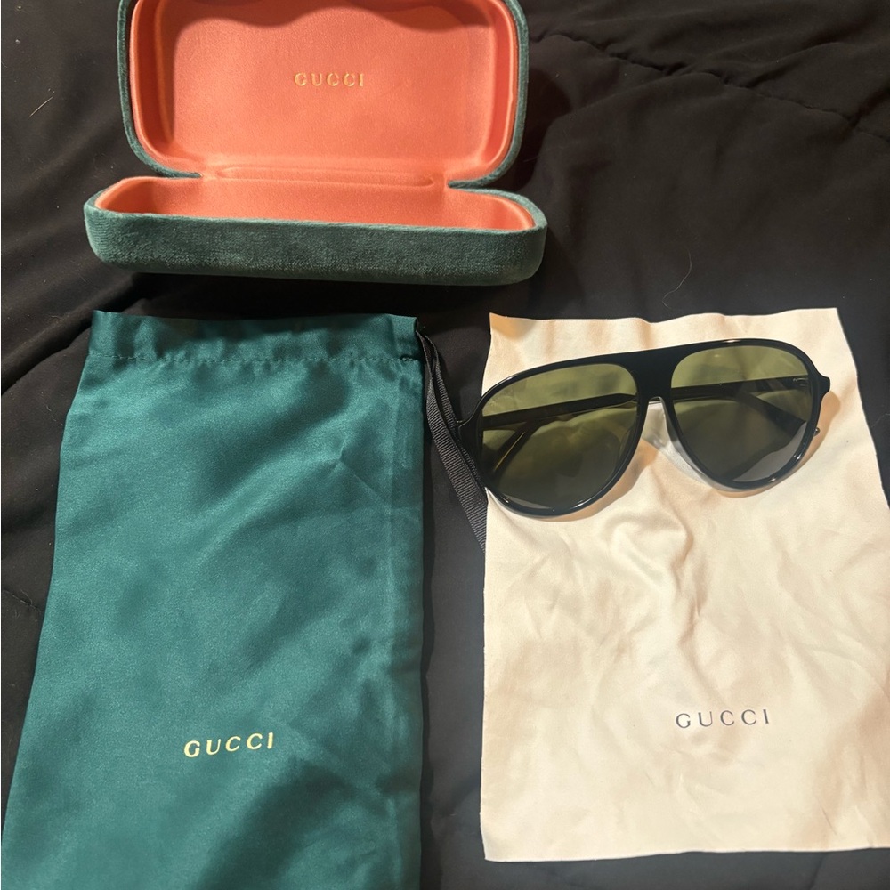 Gucci Black Sunglasses with Green Case